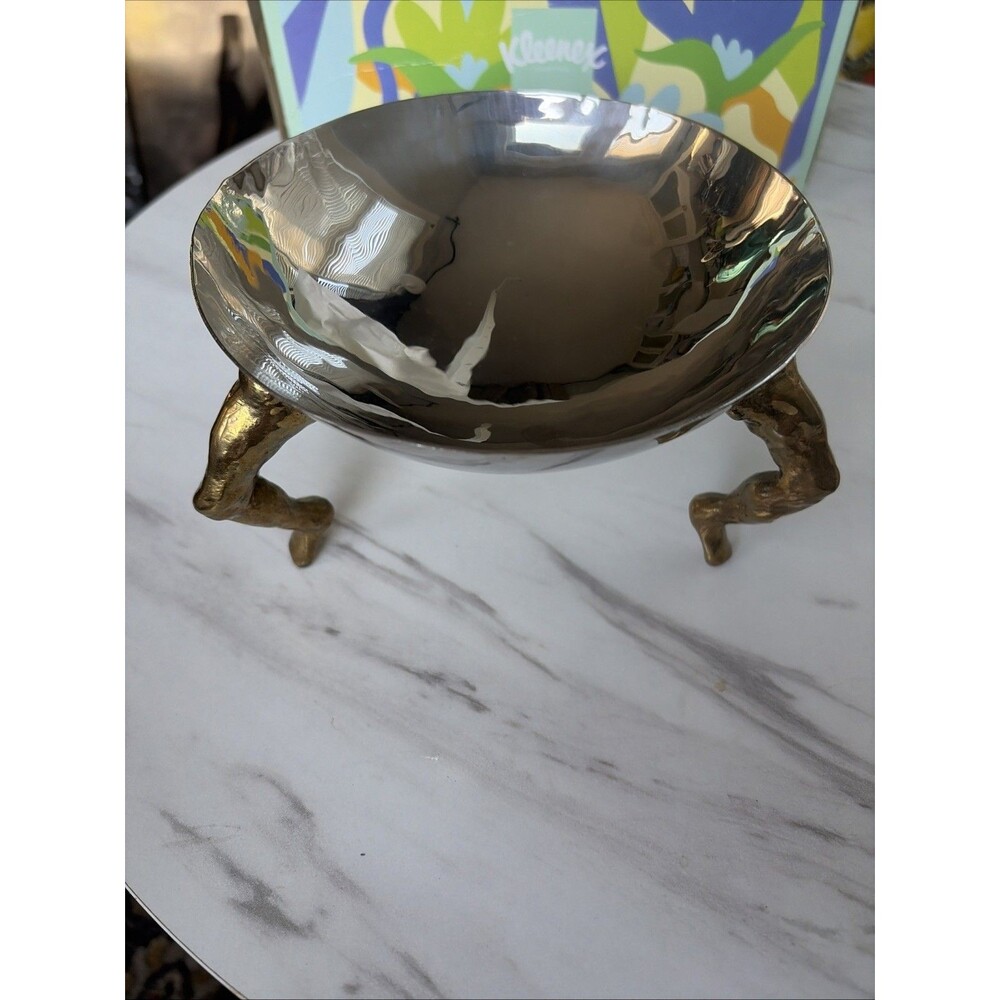 Rare Michael Aram 3 Leg Bowl HTF Brass Legs - Picture 3 of 9